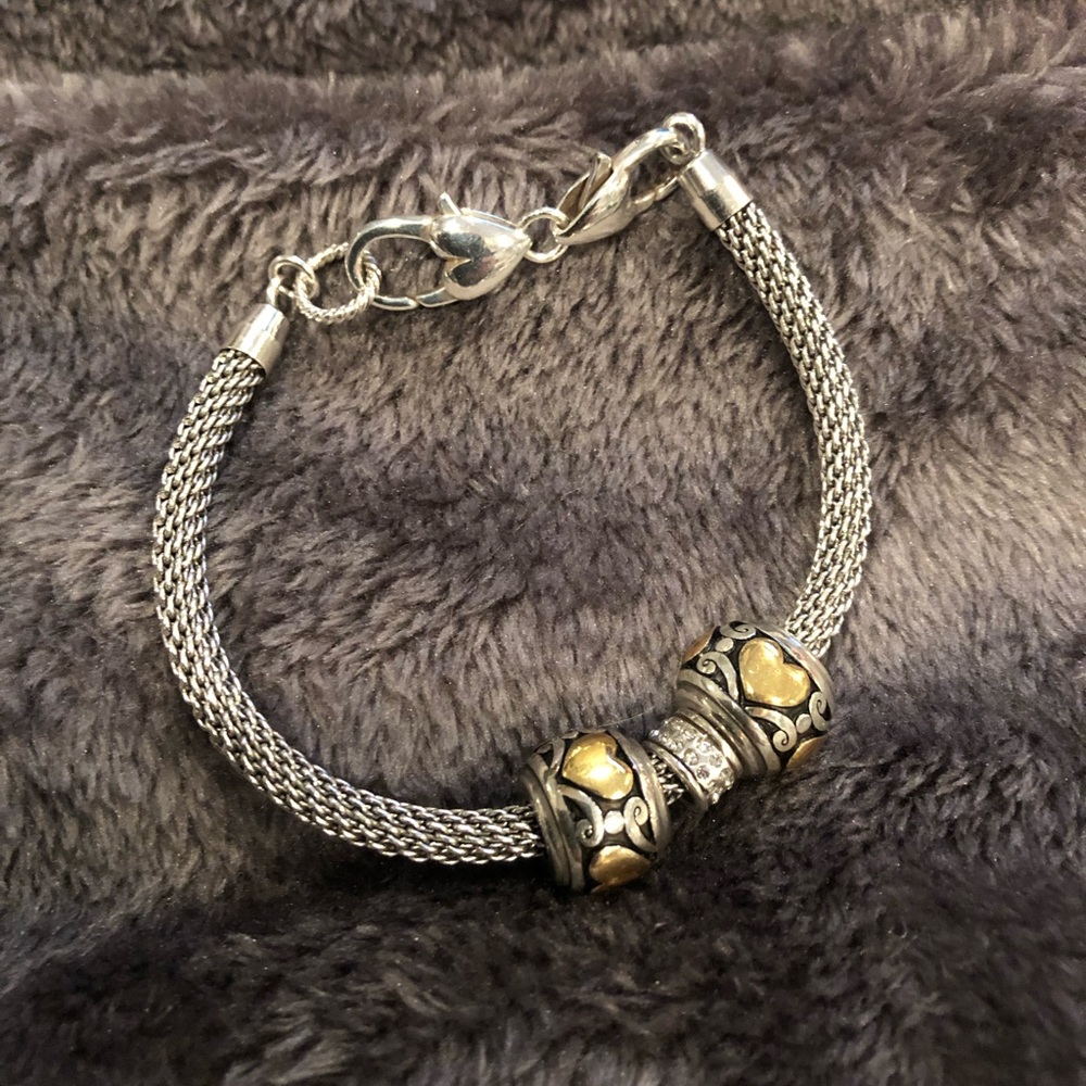 Authentic Brighton Charm Bracelet with Original Tin and Pouch, Never Worn!!